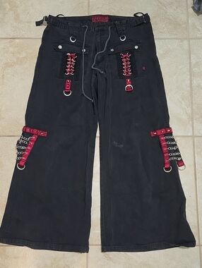Tripp Pants Black Burgundy Satin Chains Size 15